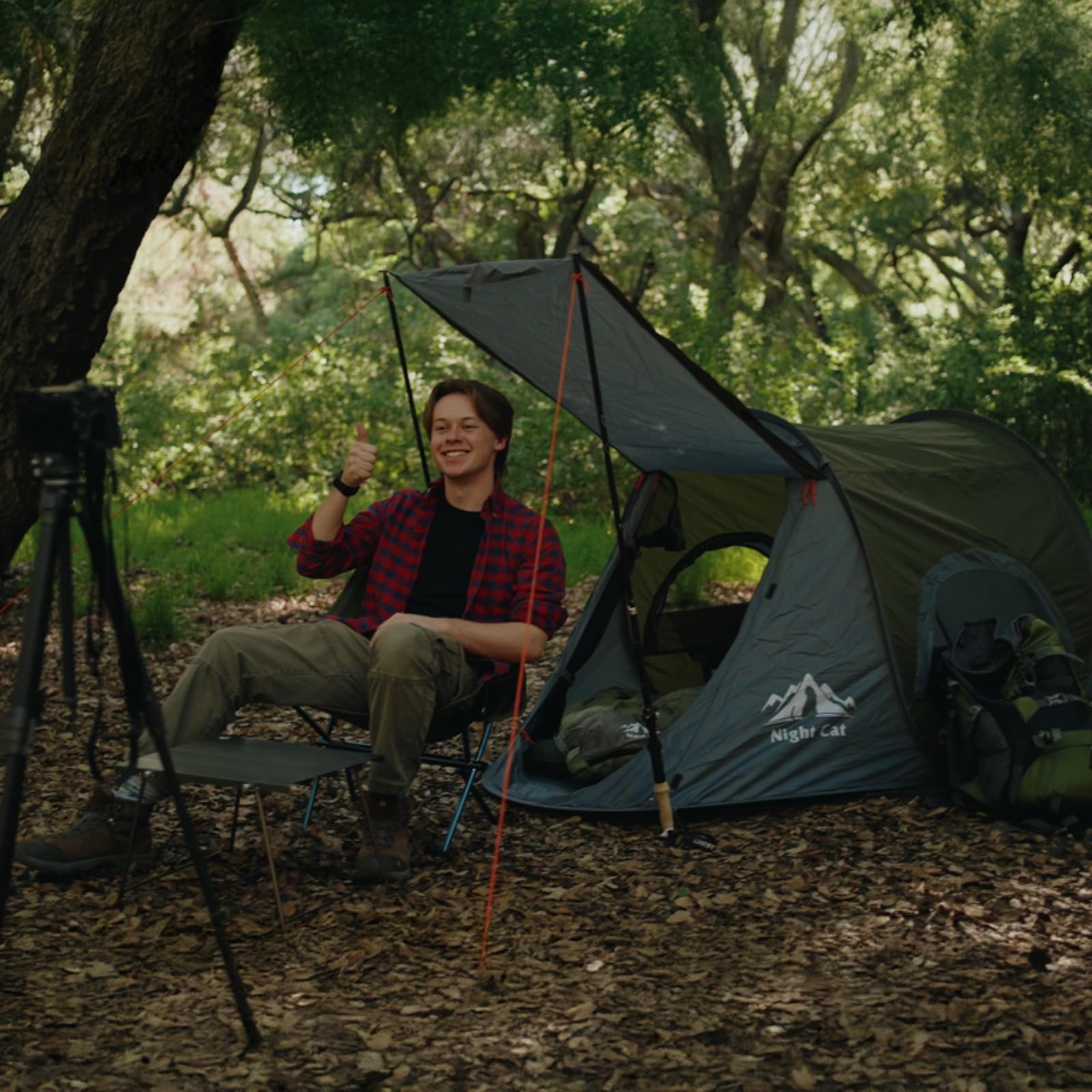 Night Cat Pop-up Camping Tent: 1 Person Tent Waterproof Instant Easy Setup Outdoor Tent