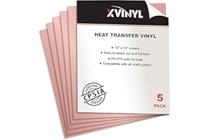 XVinyl HTV Heat Transfer Vinyl (Rose Gold, 5 Sheets)