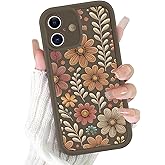 Cinysnt Cute Flower Phone Case for iPhone 16 Brown Fall Floral Leaf Case 6.1", Aesthetic Autumn Pattern Print Design Cover Full Camera Lens Protective Shockproof Soft Slim TPU Funda for Women Girls