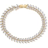 PAVOI 14K Gold Plated Marquise Cut Tennis Bracelet for Women - Cubic Zirconia Gold Tennis Bracelets for Women - Delicate Marquise CZ Bridal Jewelry for Wedding