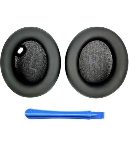 SOULWIT Replacement Ear Pads For EarFun Wave Pro Headphones - Black Protein Leather Cushions