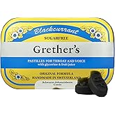GRETHER'S Sugarfree Blackcurrant Pastilles, Dry Mouth Products, 2.1 oz | Premium Swiss Pastilles for Voice &amp; Throat Comfort &ndash; Sugarfree &ndash; Intense Fruit Flavor &ndash; Gift for Singers &amp; Teachers