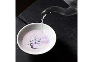 Heat Sensitive Color Changing Cups,Cold and Hot Temperature Two-way Sakura Tea Wine Sake Cup,Japanese-style Ceramic Soju Bowl