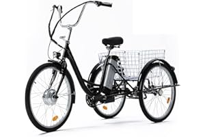 Viribus Electric Trike, Electric Tricycle for Adults, Ebike Trike with Basket, 36V Removable Battery, 250W Brushless Motor, 3 Wheel Electric Bicycle for Men Women Senior, Adults Tricycle 24" 26"