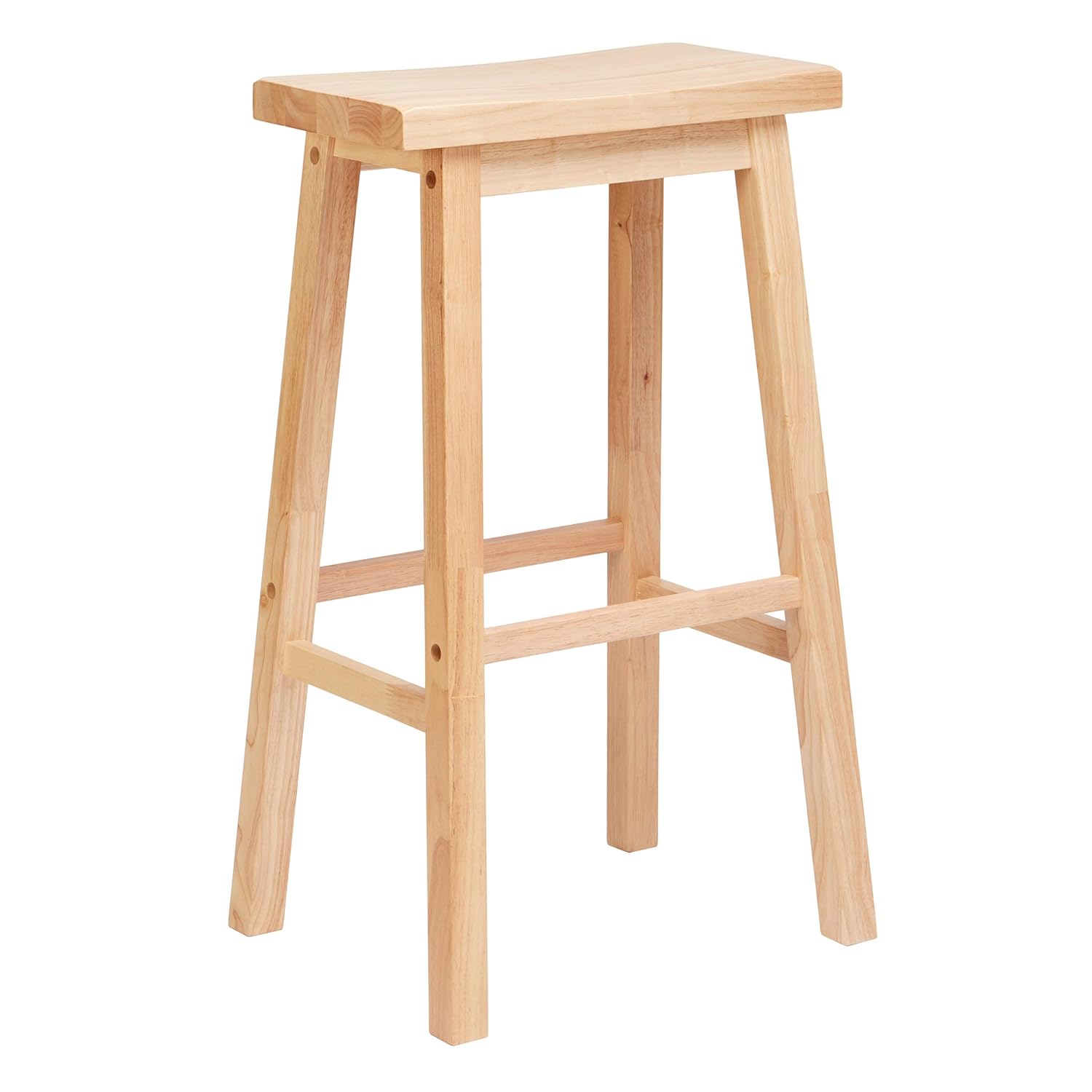Best Classic Solid Wood Saddle-Seat Kitchen Counter Stool With Foot Plate With Padded Seat