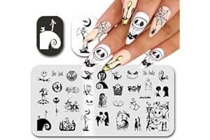 OCOUYVD Halloween Nail Stamping Plate Nightmare Before Christmas Nails Stamping Kit The Day of Dead Ghost Holiday Nail Stamping Plate Nail Stamper Kit for Women Girls DIY Salon