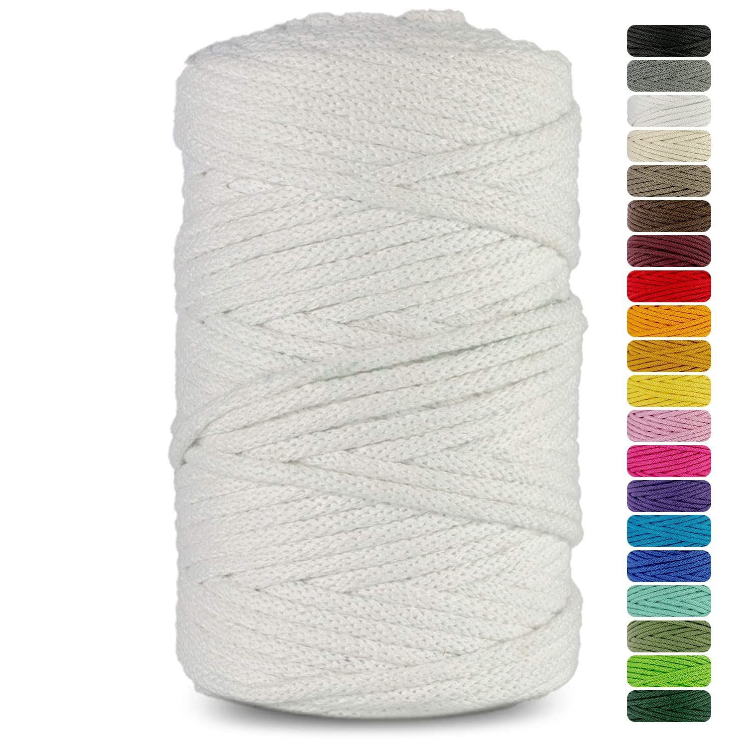 Netuno 1x Macrame Cord Braided Macramé Yarn White 5 mm x 100 m 0,2 inch x 3 937 inch Natural Twine String Cotton Cord Ideal Project Hanging Baskets DIY Handbags Decoration