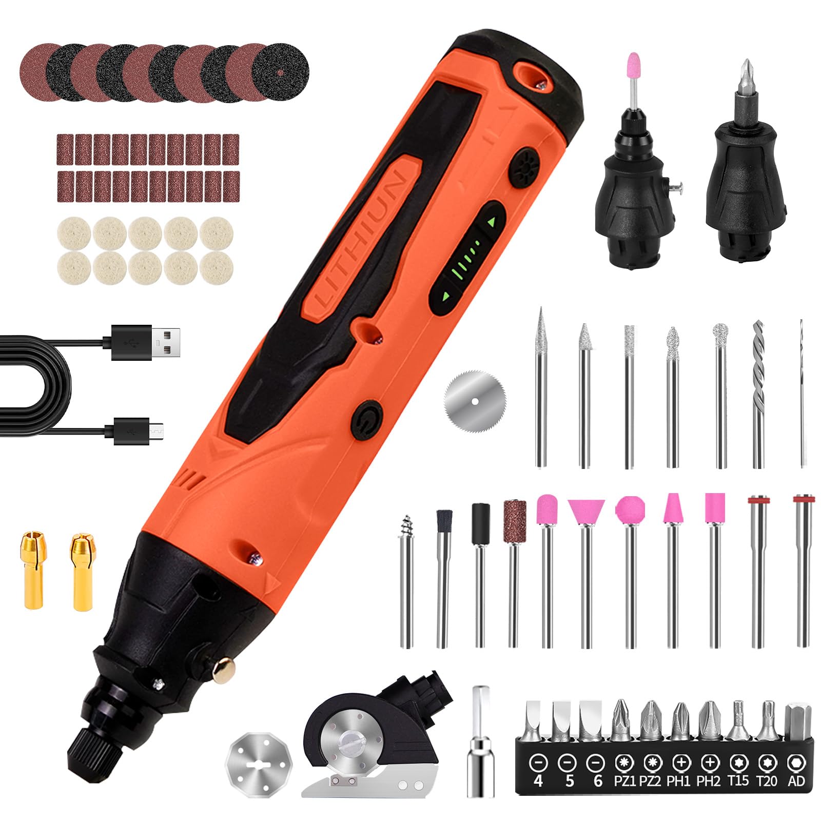 Photo 1 of 4-in-1 Mini Cordless Rotary Tool Set,5-speed USB Charging with 90 Accessories,4V Multi-Purpose Electric Rotary Tool for Sanding,Polishing,Drilling,Etching,Engraving,DIY Crafts