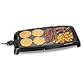 Hamilton Beach 200 Sq. In. Electric Griddle With Adjustable Temperature for 200 to 400 degrees, PTFE & PFOA Free Durathon Ceramic Reversible Nonstick Surface, Black (38522)