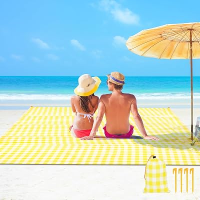 Ainiv Beach Blanket 140x200cm Sandproof Waterproof Large Picnic Mat with Nails
