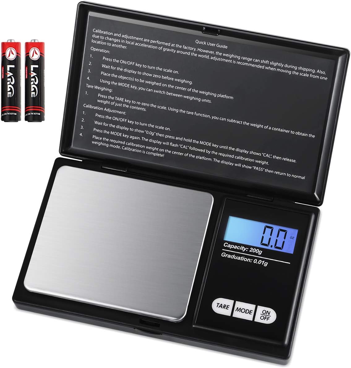 KeeKit Digital Mini Scale, 200g 0.01g/ 0.001oz Pocket Scale with 7 Units, Electronic Smart Scale with Tare & LCD Backlit Display, Portable Travel Scale for Food, Jewelry, Medicine (Battery Included)