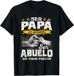 Ser Papa Es Un Honor Ser Abuelo No Tiene Precio Black Cotton 60% Polyester 40% Classic Fit Short Sleeve Collarless Crew Neck T-Shirt