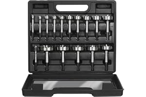 Vearter 16PCS Forstner Drill Bit Set, 1/4'' to 2-1/8'' HCS Multi-Tooth Woodworking Tools with Hex Shank, Hole Saw Cutter Hinge Boring Bit Kit for Solid Wood, MDF, Particleboard