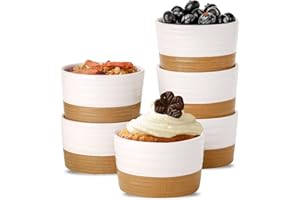 Hasense Ramekins 8 oz Oven Safe, Porcelain Ramekins Dessert Bowls Set of 6, Creme Brulee Souffle Dishes Custard Cups for Baki
