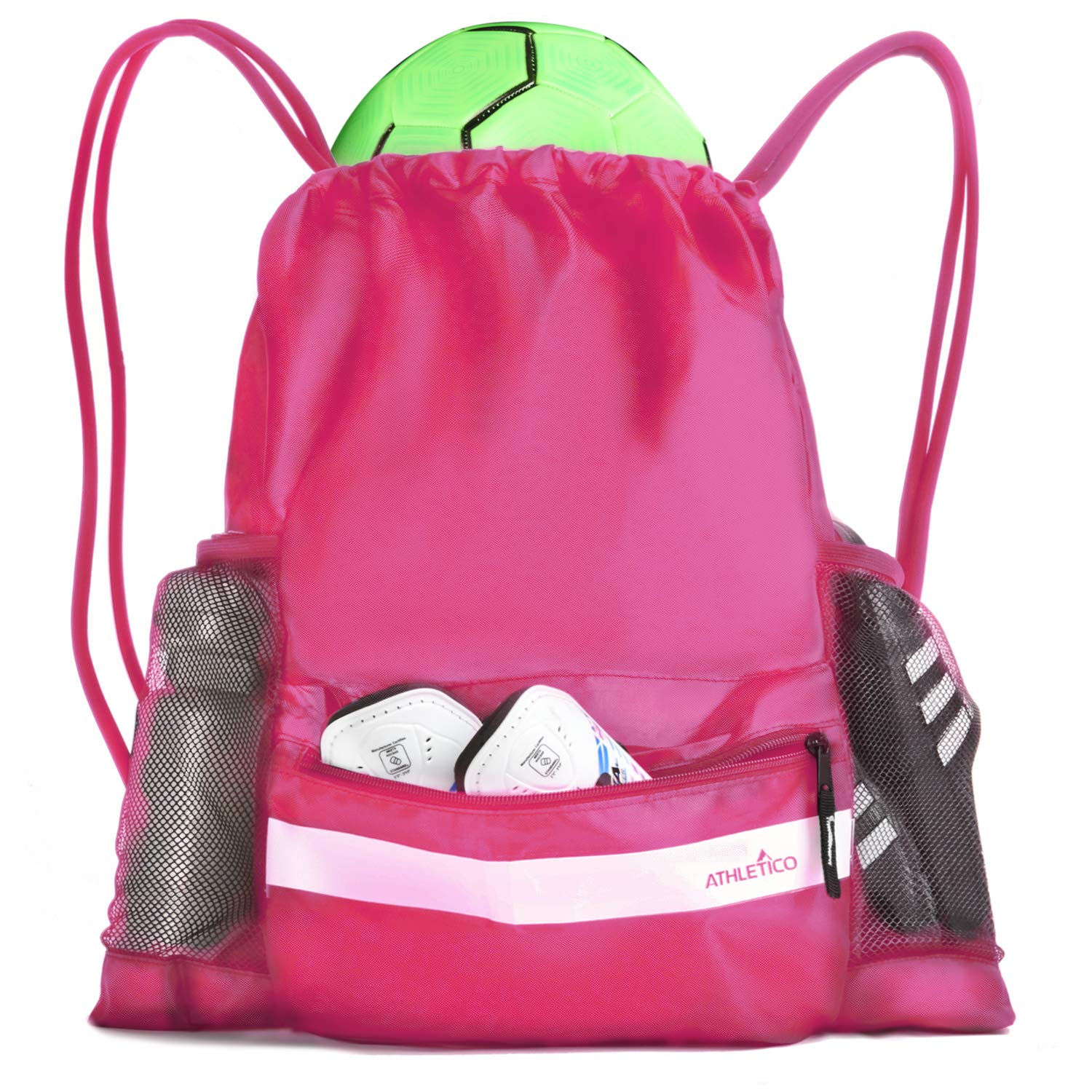 Photo 1 of Athletico Drawstring Soccer Bag - Soccer Backpack For Boys or Girls Can Also Carry Basketball or Volleyball (Pink)
