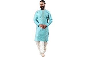 Filori Studio - Men's Traditional Motif Self Woven Design with Lace Detailing Long Kurta (Kurta Only)