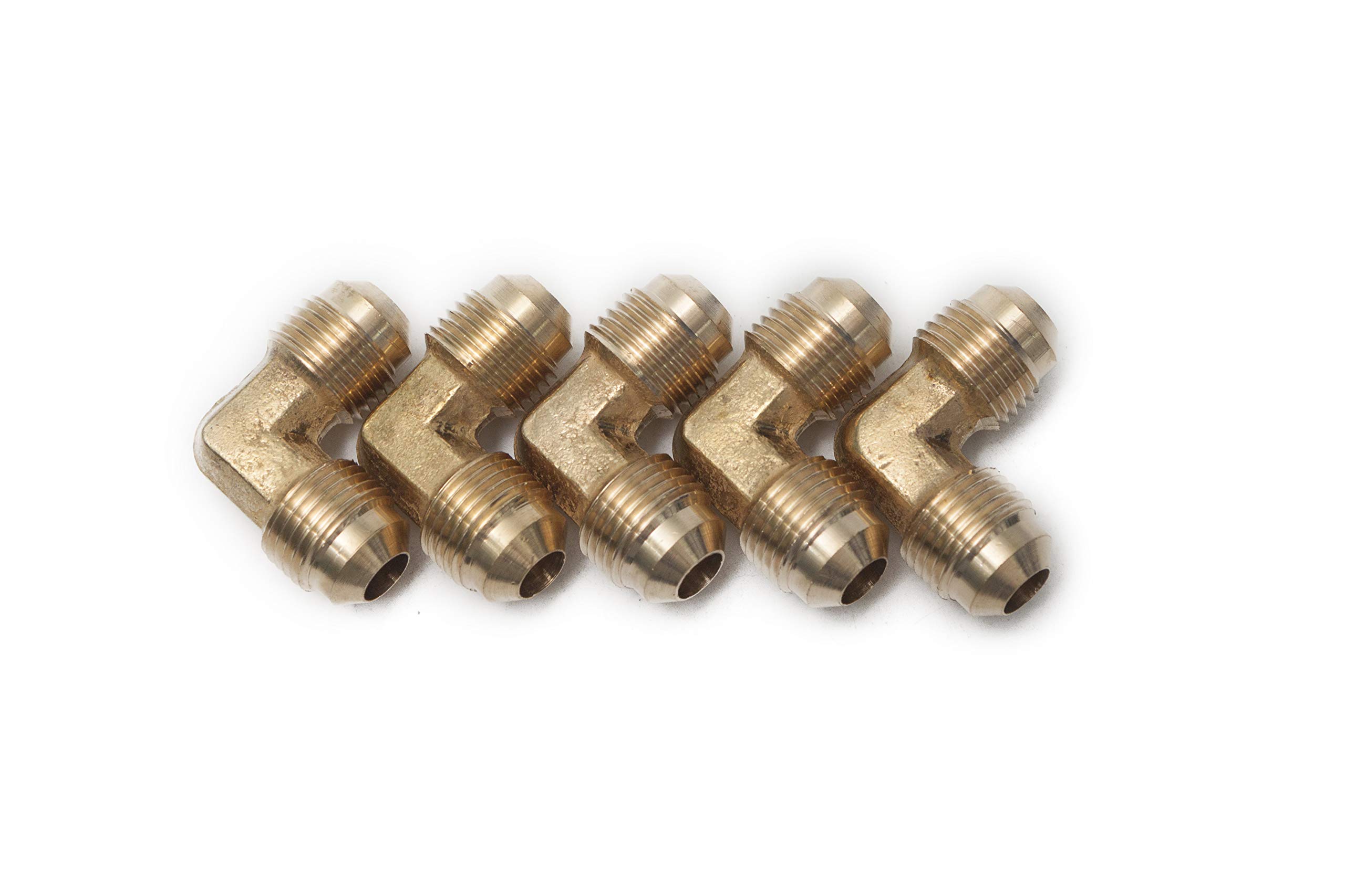 Generic Brass 3/8" OD 90 Degree Flare Union Elbow ,Brass Flare Tube Fitting(Pack of 5)
