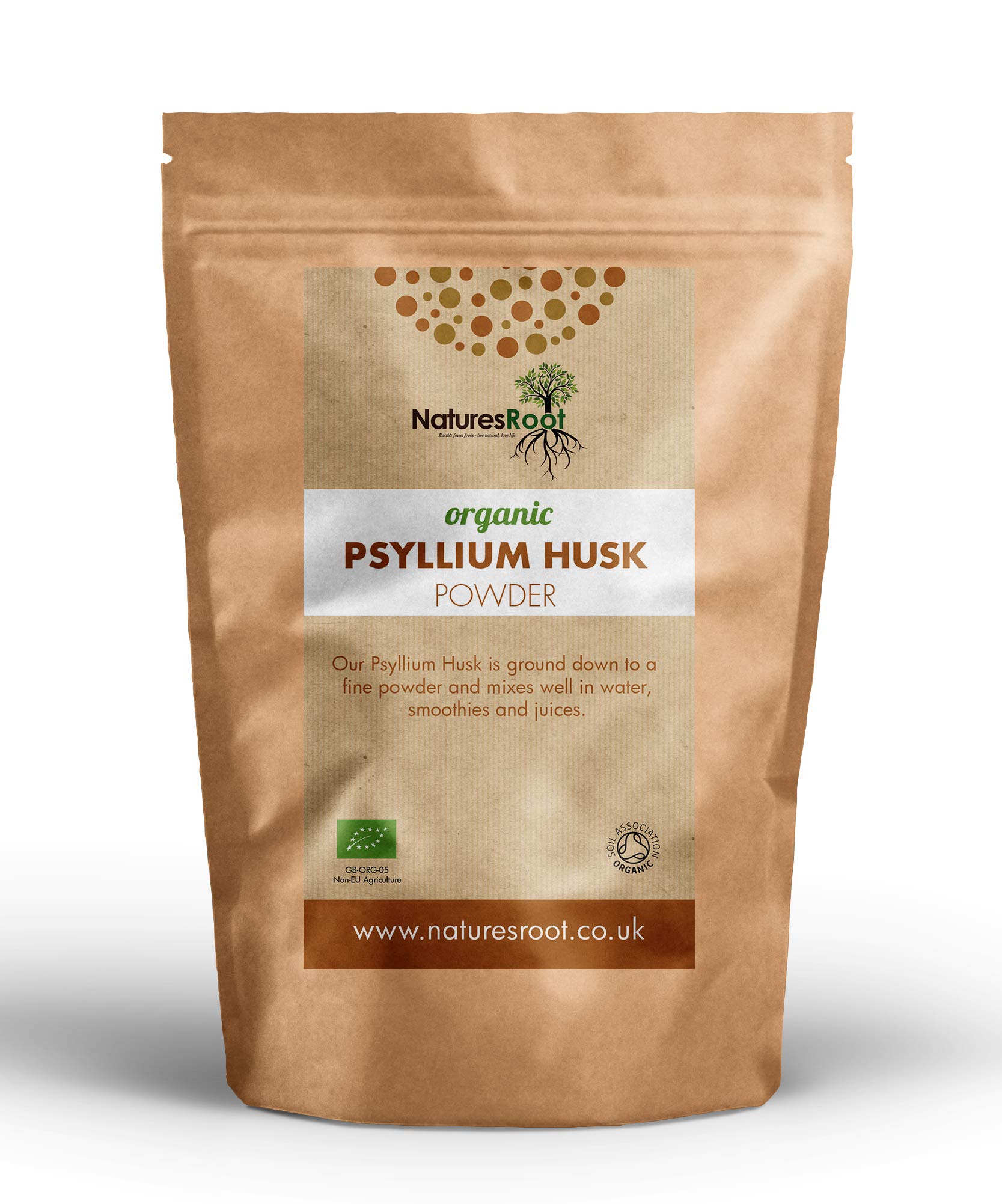 Nature’s Root Organic Psyllium Husk Powder - Non-GMO | Natural Source of Soluble Fibre | Fine Milled in India | High Nutritional Value | Resealable Pouch (500g)