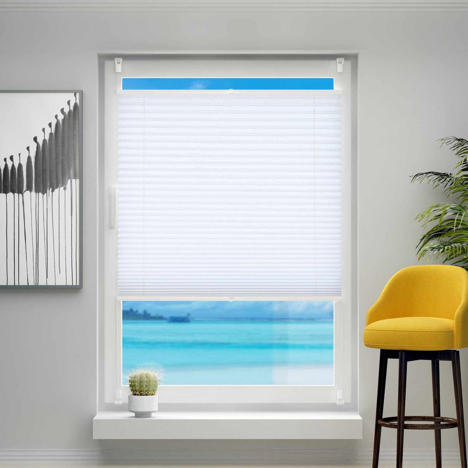 Pleated Sun Blind 100 120 200 60 x 120 cm white