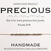 Christian 18K Gold Morse Code Bracelet for Her | Minimalist Bible Verse Jewelry for Women | Ladies Religious Dainty Gold Beaded Jewellery with Inspirational Words of Encouragement | Encouragement Catholic Gift for Mom, Daughter, Wife, Friend, Sister