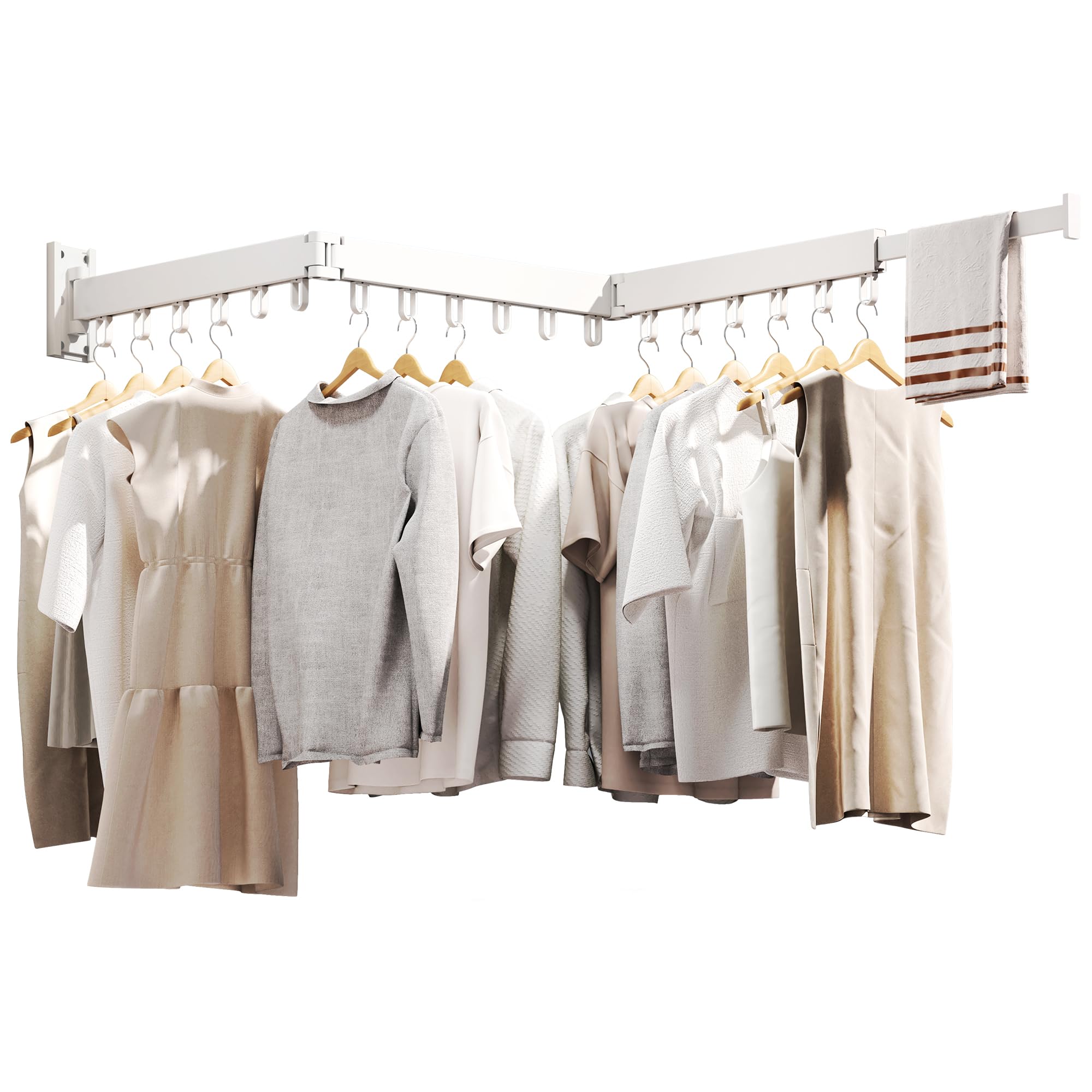 BOQORAD Wall Mounted Collapsible Clothes Drying Rack - Retractable Laundry Hanging Rack