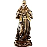 Needzo Highly Detailed Resin Padre Pio Statue, Small Decorative Religious Figurine and Catholic Statues for Coffee Tables and Bookshelves, 6 Inches