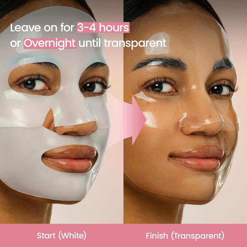 Bio-Collagen Real Deep, Masque Visage Hydrogel au Collagène, Masque de Nuit Hydratant, Soin des Pores et de l’Élasticité, K-Beauty Coréenne, 4 Masques