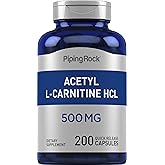 Piping Rock Acetyl L-Carnitine HCL | 500 mg | 200 Powder Capsules | Non-GMO, Gluten Free Supplement