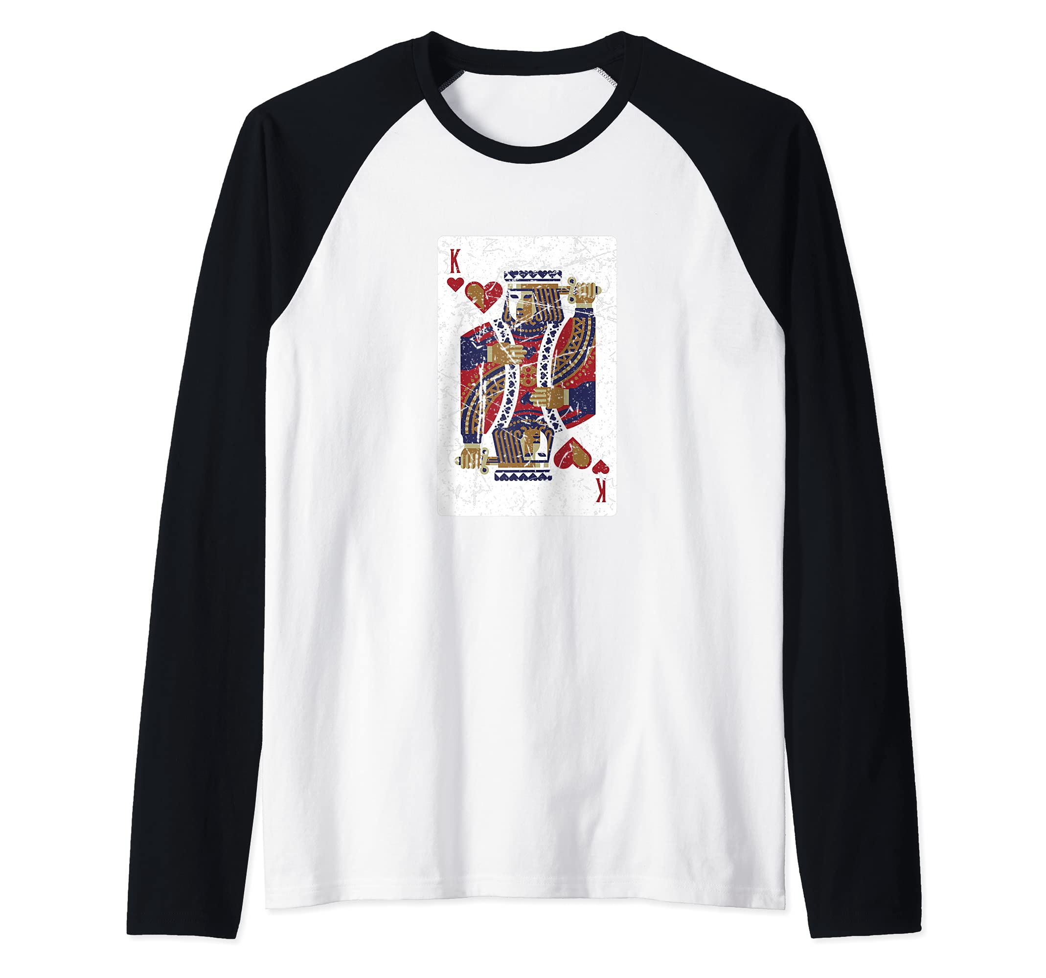 Funny King Of Hearts Card Design Poker Player Raglan Baseball Tee