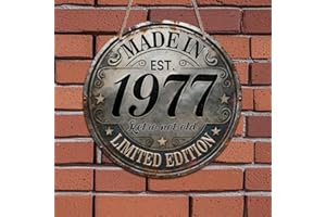 1977 Retro Wall Decor – Made in 1977" Aluminum Hanging Sign with Vintage Typography – Great for Kitchen, Bar or As A Thoughtf