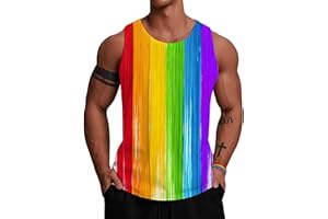 Wuiliy 3D Tank Tops for Men Colorful Sleeveless Print T Shirt Rainbow Beach Gym Vest Tee