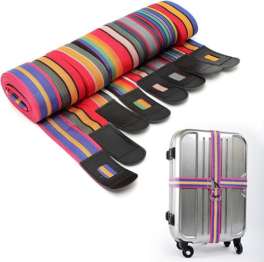 Adjustable Luggage Suitcase Cross Strap Travel Baggage Bag Belt Metal