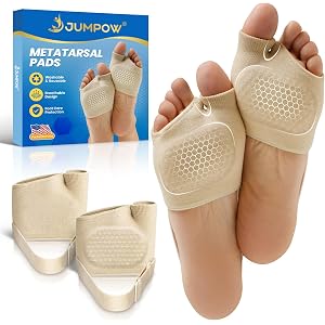 JUMPOW Metatarsal Pads,2 Pairs Nonslip Ball of Foot Pain Relief Cushions(L)