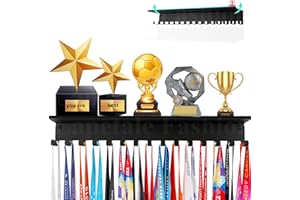 LAPETALE FASHION Non-Slip Trophy Shelf,Trophy and Medal Display Shelf, Medal Hanger Display For Wall with 16inchL,Shelves For Trophies medal display Upgraded Medal Holder display For gymanstics,race,soccer,swim