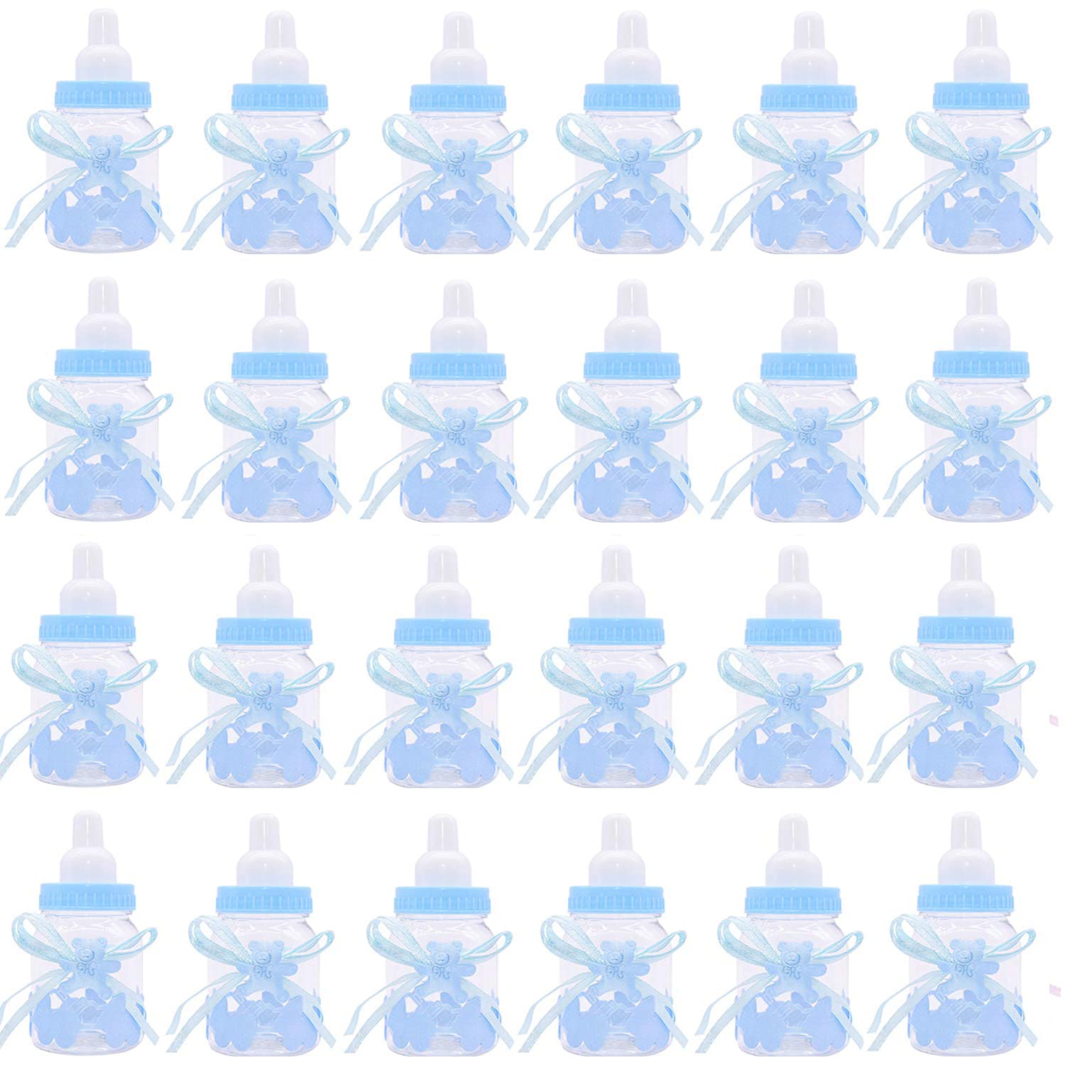 Ziranee Candy Bottle Baby Shower Sweets, 24 PCS Fillable Candy Bottles for Boys & Girls Party Supplies, Baptism, Christening, Birthday Decoration