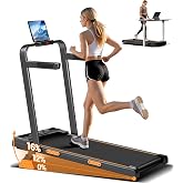 16% Incline Walking Pad Treadmill, 3-in-1 Under Desk Treadmill with Handles | Foldable, Compact, Portable Treadmills for Home Small, 2.5HP Quiet Brushless, 330 LBS Capacity, Home Office, LED Display