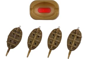 SHADDOCK FISHING Carp Fishing Method Feeders Set 4 Inline Method Feeder with 1 Quick Release Mould Carp Fishing Equipment Carp Fishing Tackle Kit for Fishing Bait Holder Tool