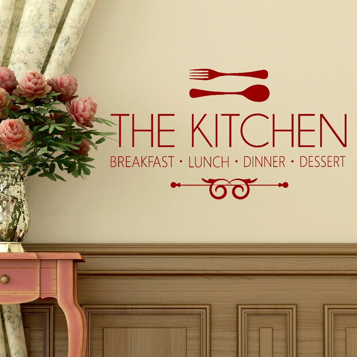 LaoGraphics® The Kitchen, Breakfast, Lunch, Dinner & Dessert Kitchen Quote Words Sayings Home Wall Stickers, Vinyl Art Transfers, Interior Decal Graphics, Removable Décor, Gift Idea zzz-kq10