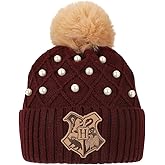 Harry Potter Hogwarts Crest & Pearl Appliques Maroon Cuff Beanie