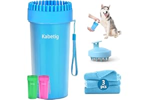 Kabetig Dog Paw Cleaner & Washer for Large/Extra Large Breeds - Muddy Paws Easy Cleaning Cup for Big Dogs - Includes 3 Absorbent Towels(Blue)