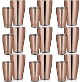 Lallisa 10 Pieces Cocktail Shakers Professional Bar Boston Shaker Set Stainless Steel Martini Shaker Drink Mixer Basic Tools Weighted Shake Metal Can for Bartenders, 18 Oz, 28 oz(Copper)