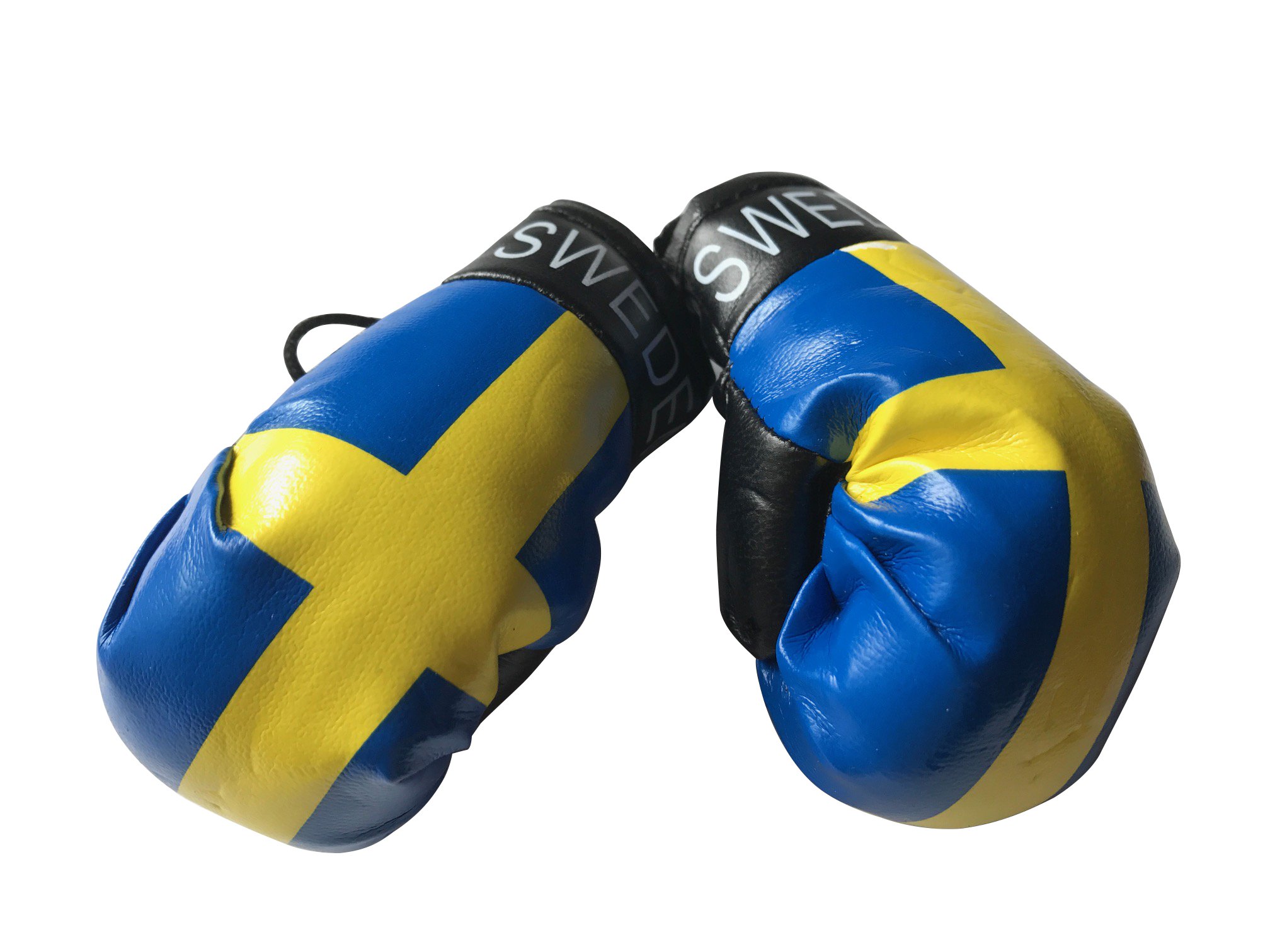 Flag Mini Small Boxing Gloves to Hang Over Car Automobile Mirror – Europe (Country: Sweden)