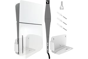 Holembry for PS5 Slim Wall Mount Kit with Dust Cover Net, Aluminum Alloy PS5 Slim Wall Mount with Bottom Vent ＆ Screw, Hook, 