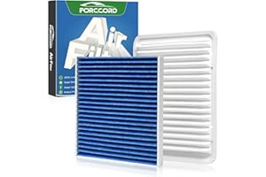 Forccord Cabin & Engine Air Filter Fit for Toyota Corolla 2009-19, Matrix 2009-14, Yaris 2007-18, Scion xD 2008-14, Vibe 2009-10 Activated Carbon Cabin Filter Replace#CF10285 CA10190 Car Accessories