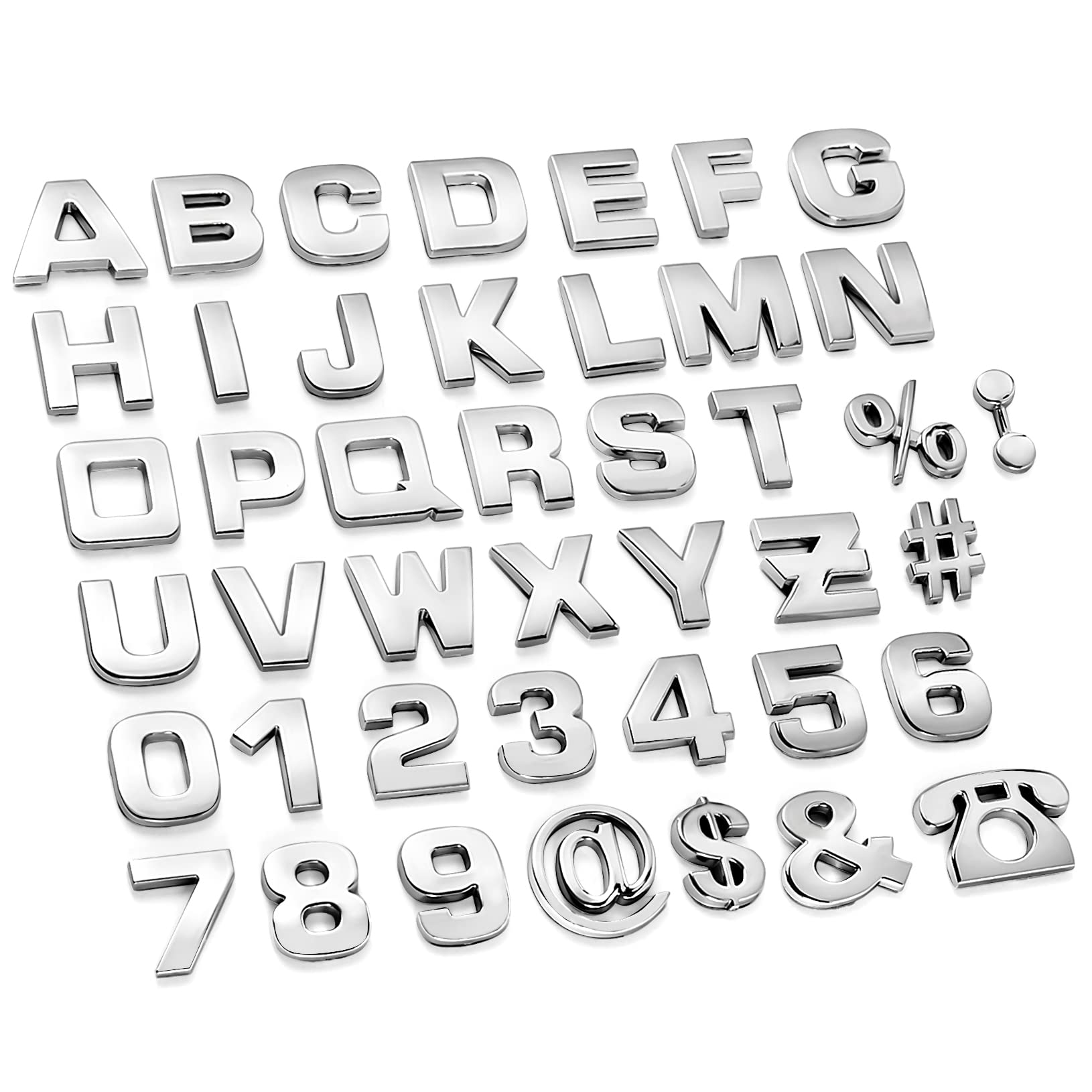 Photo 1 of Lamoutor 43Pcs Car Emblem Letters Sticker DIY 3D Chrome Number Symbol Badge Decal