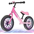 Lilian&Gema Balance Bike, Colorful Lighting Toddler Balance Bike, No Pedal Toddler Bikes with Adjustable Handlebar & Seat