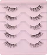 Ruairie False Eyelashes Natural Half Lashes Clear Band 5 Pairs 3/4 Fluffy Wispy view 1