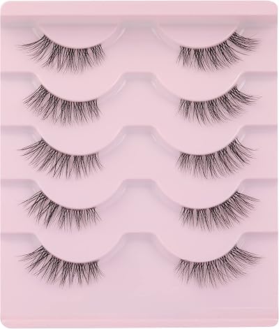Ruairie False Eyelashes Natural Half Lashes Clear Band 5 Pairs 3/4 Fluffy Wispy