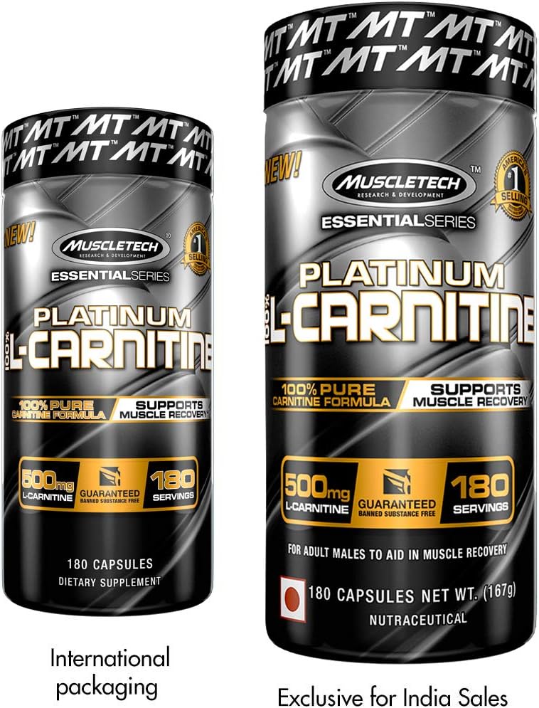 MuscleTech L-Carnitine Supplement, 500mg Acetly-L-Carnitine, Post Workout & Muscle Recovery, 180 Servings (Packaging may vary): Health & Personal Care