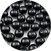 YUEXIGO 50pcs Pearl Beads for Crafts 16mm Resin Pearl for Jewelry Making Round Bulk Pearls Beads with Hole for Sewing Crafts Decoration Necklaces Bracelets Earrings Making(Black)